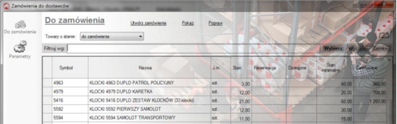 Zamówienia do dostawców